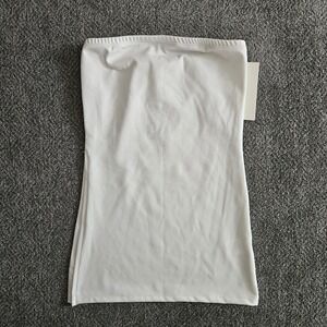 Sleeveless strapless white Tube Top Bandeuau Stretchy Xsmall Basic Side Slit
